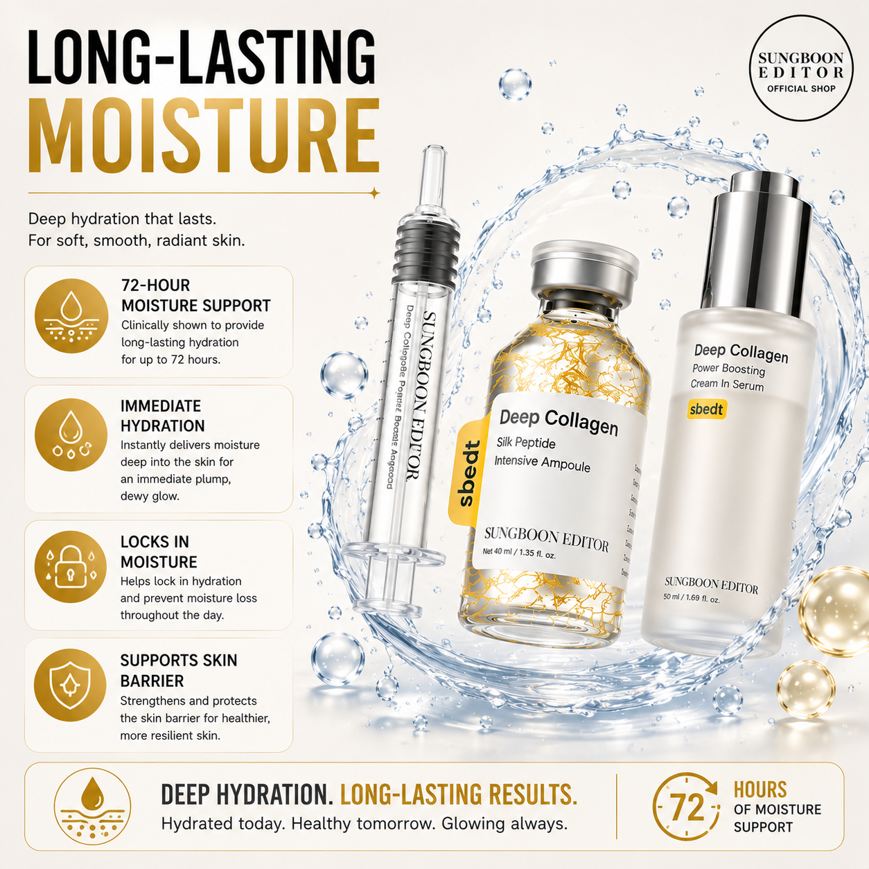 Up to 72 hours of long-lasting moisture